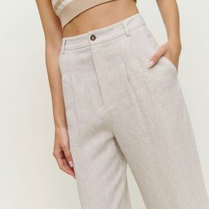 Reformation Vesta Linen Pants in Oatmeal